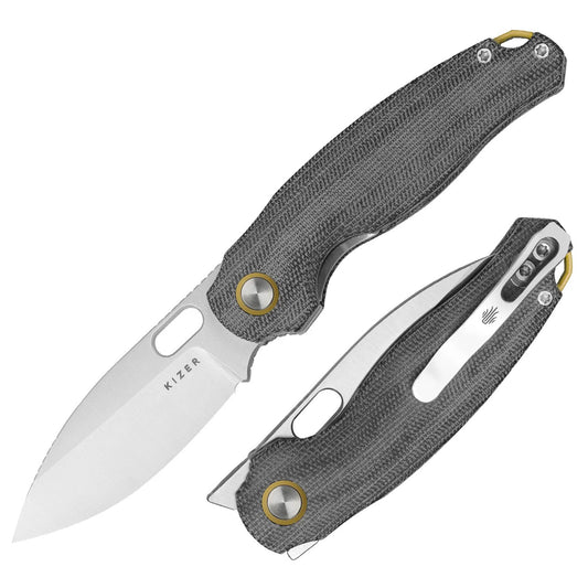 Kizer Seagull 2.9" 14C28N Gray Micarta Folding Knife V3770A1