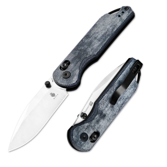 Kizer Assassin Clutch-Lock 2.99" Nitro-V Denim Micarta Folding Knife by Carlos Elstner V3549A2