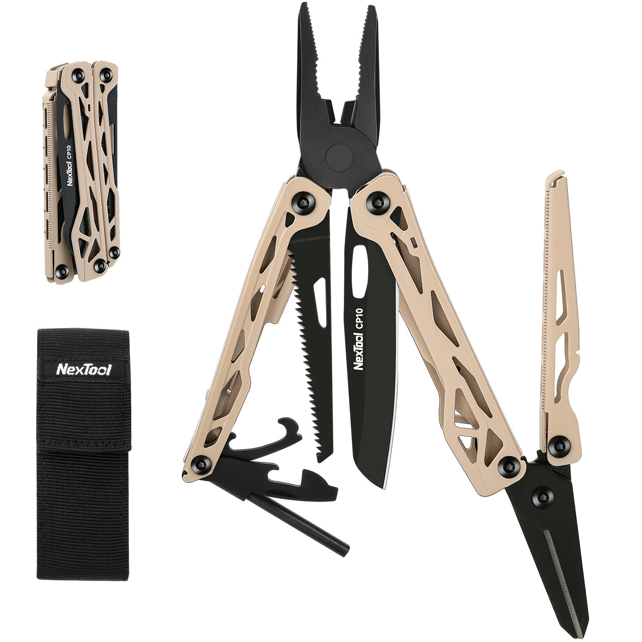 NexTool Camper Pliers CP10 Multi-Tool 12 Functions with Fire Starter and Pouch