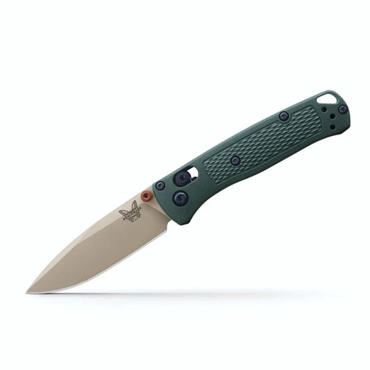 Benchmade 533TN-2601 Mini Bugout 2.82" ELMAX McMillan Tan Cerakote Taiga Green Grivory Folding Knife
