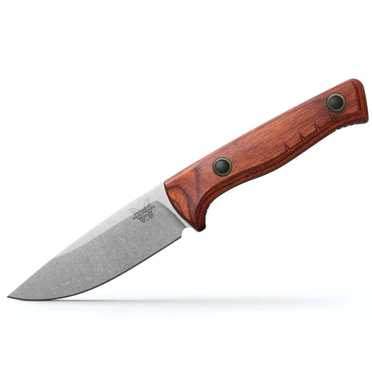 Benchmade 15650 SlipRidge Fixed 3.7" Magnacut Stabilized Wood Handle Fixed Blade Knife with OD Green Sheath