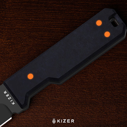 Kizer Abrams 3.12" CPM 3V Richlite Carbon Waves Fixed Blade Knife by Jordan Scolman 1133A1