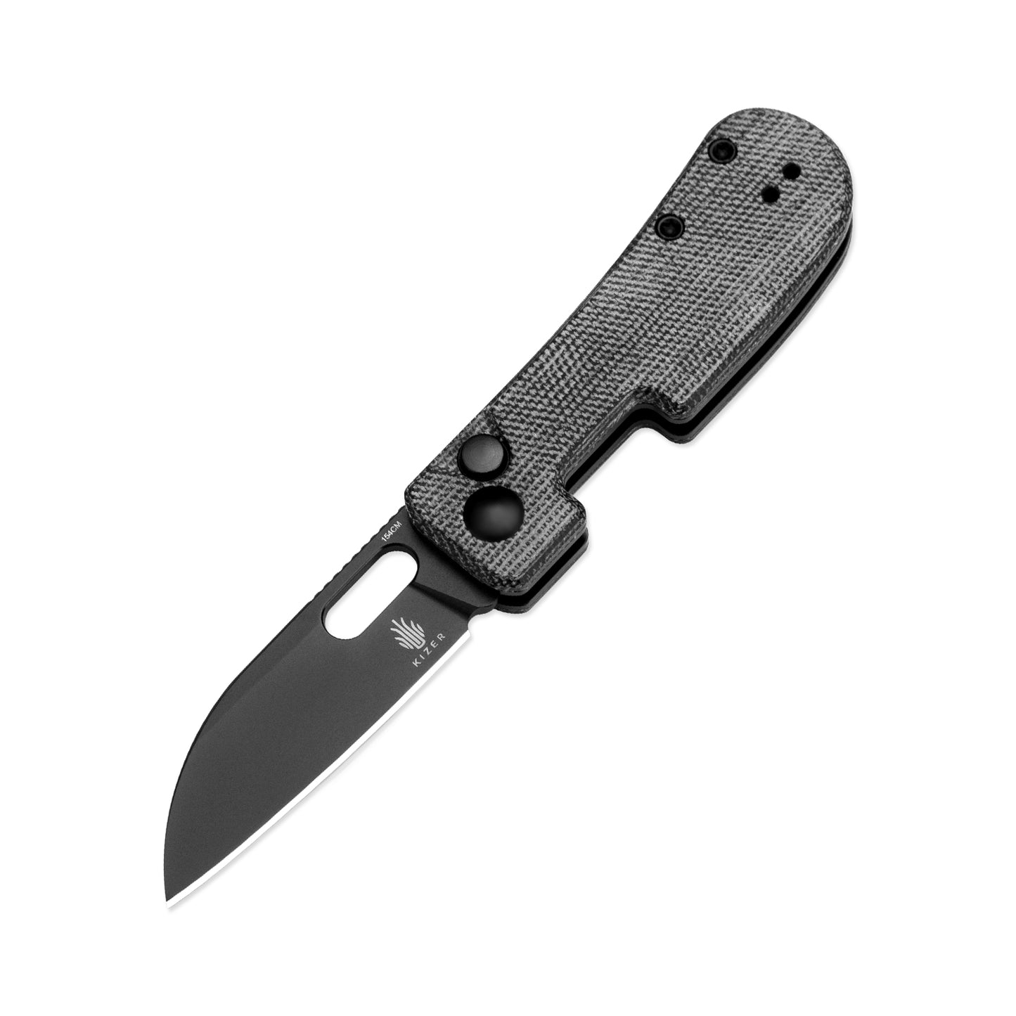 Kizer Banish 2.3" 154CM Black Micarta Button-Lock Folding Knife by Jacob Lundquist V2676C1
