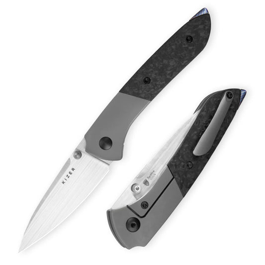 Kizer Spitfire 3.27" S35VN Titanium Carbon Fiber Folding Knife Ki3690A1