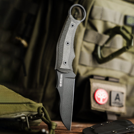 Boker Magnum Straight Karambit 3.8" Micarta Fixed Blade Knife by Ruben Fritton 02RY700