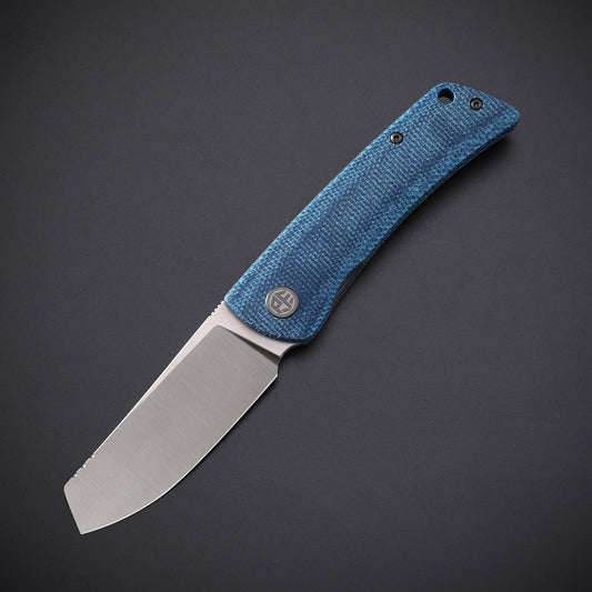 Petrified Fish Flavorist 3.15 Bohler K110 Blue Canvas Micarta Cleaver Folding Knife
