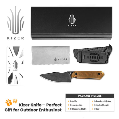 Kizer Harpoon Mini 3" Black 3V PEI Ultem Fixed Blade Knife by Maverick Customs 1040S5