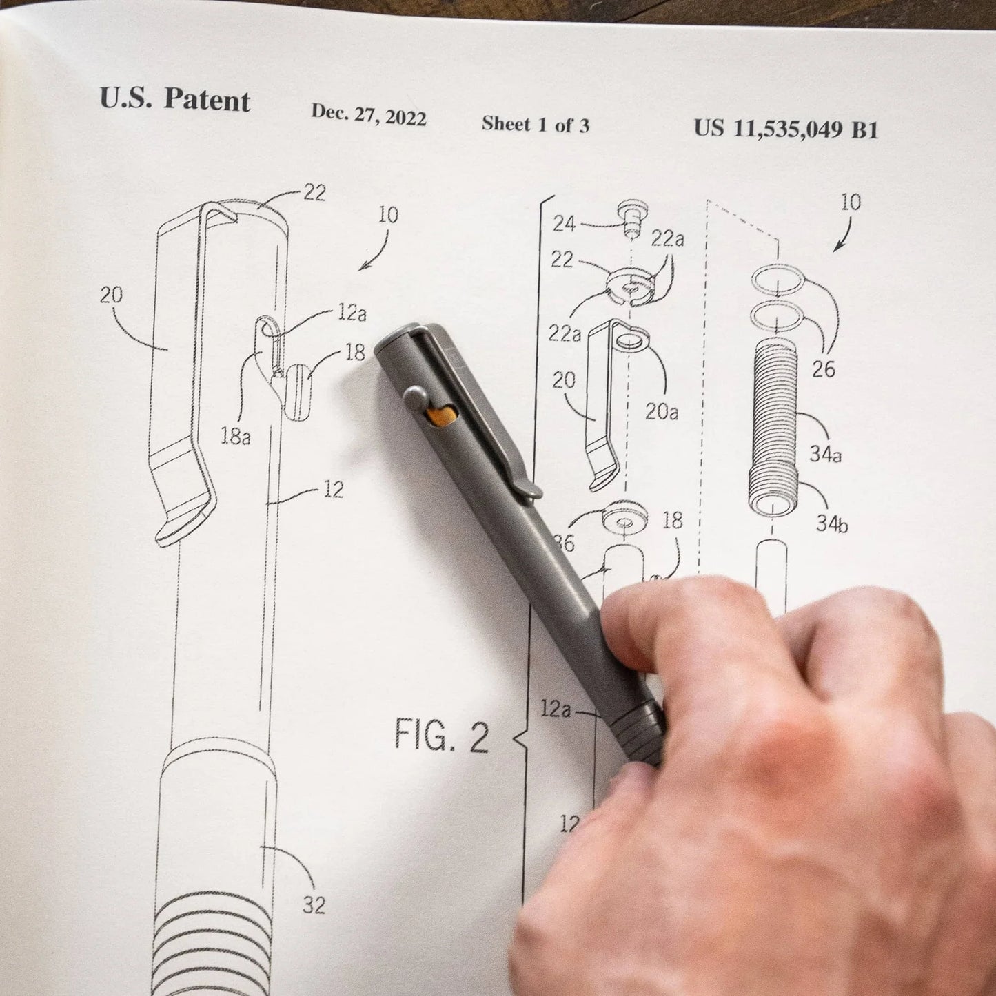 Big Idea Design Base Line Stonewashed Titanium Bolt-Action Pen