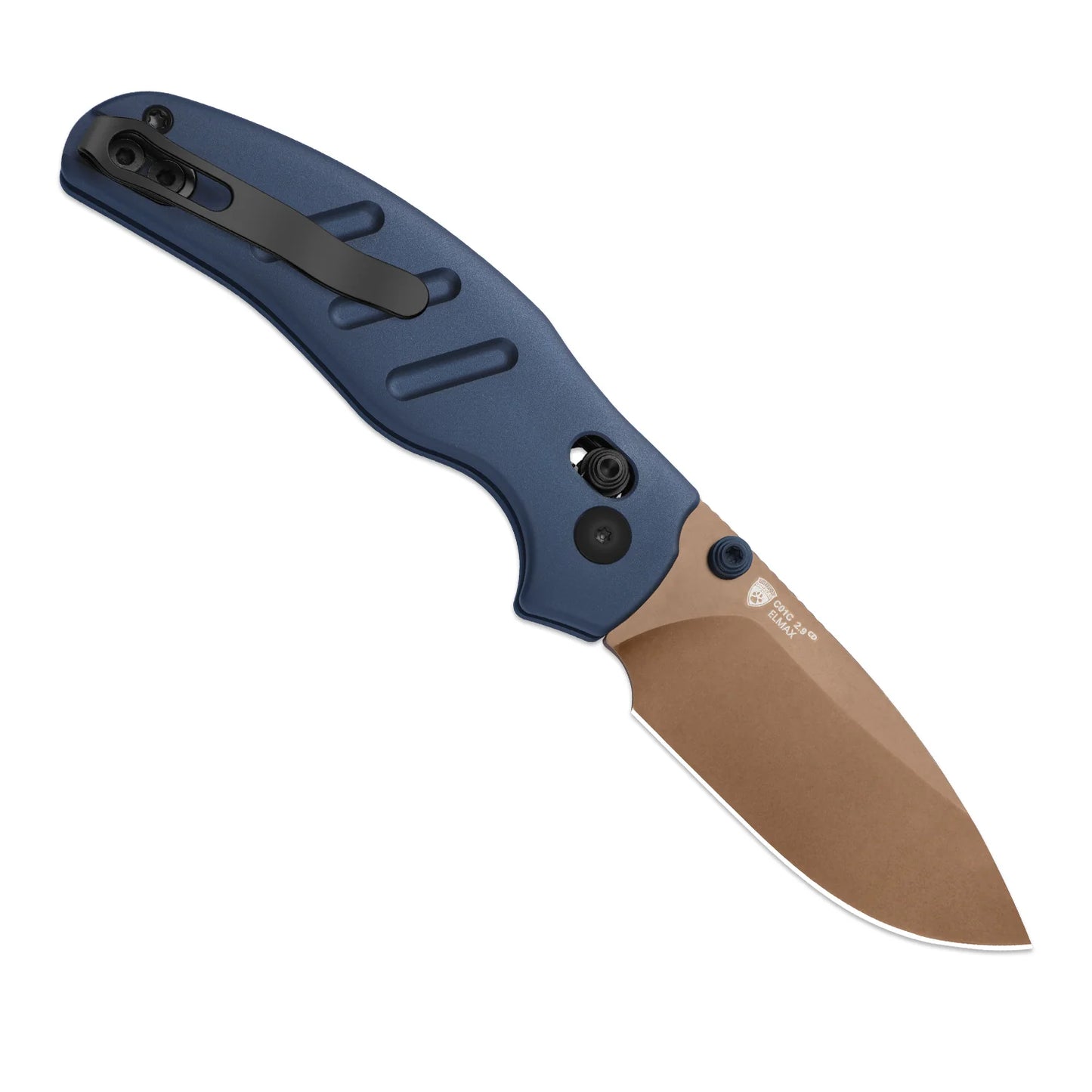 Kizer Sheepdog C01C 2.95" Elmax Sunset Metal PVD Blue Aluminium Clutch-Lock Folding Knife Ki3488.29CDA1