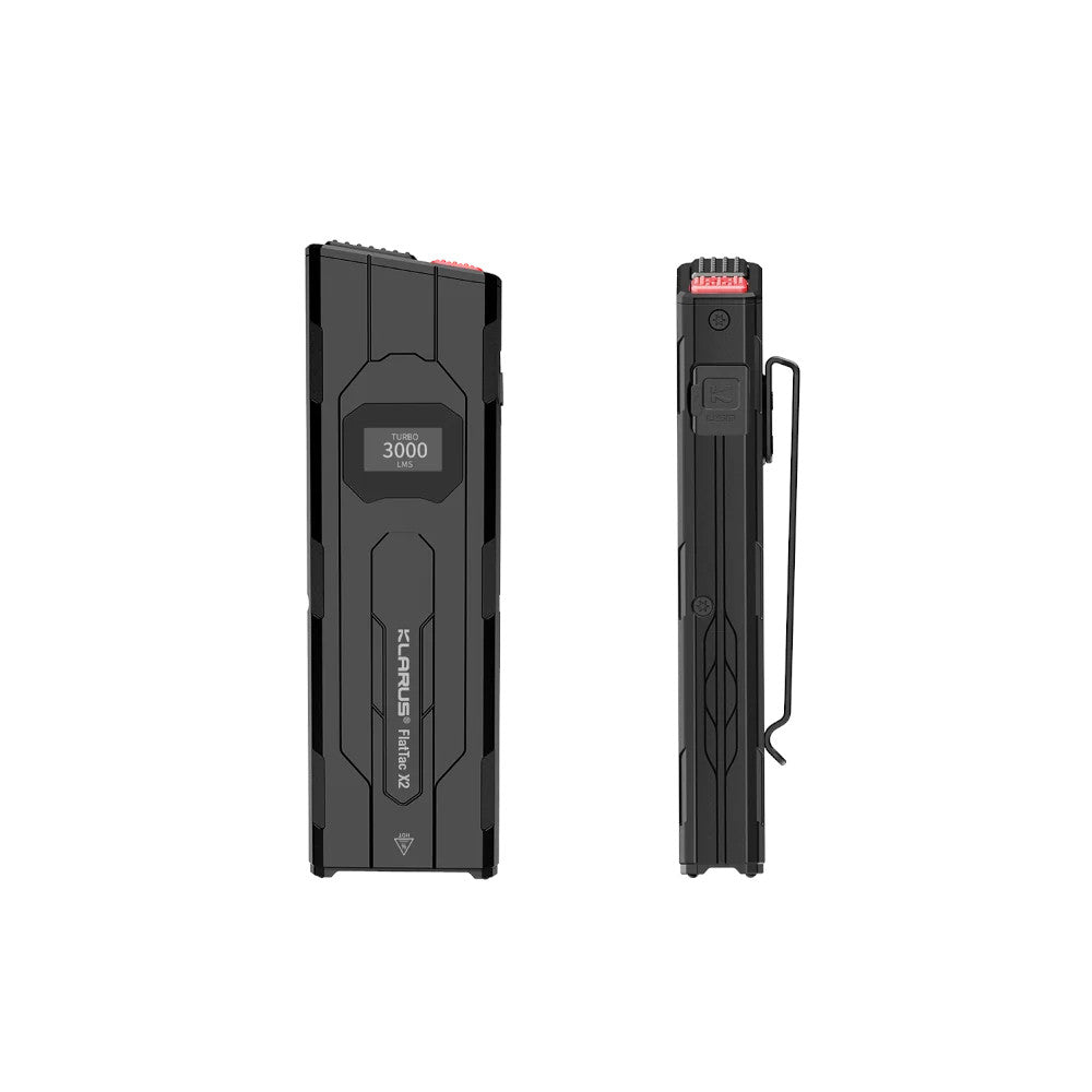 Klarus FlatTac X2 Ultra Thin 3000LM 1500mAh IPX6 Tactical Flashlight with OLED Display