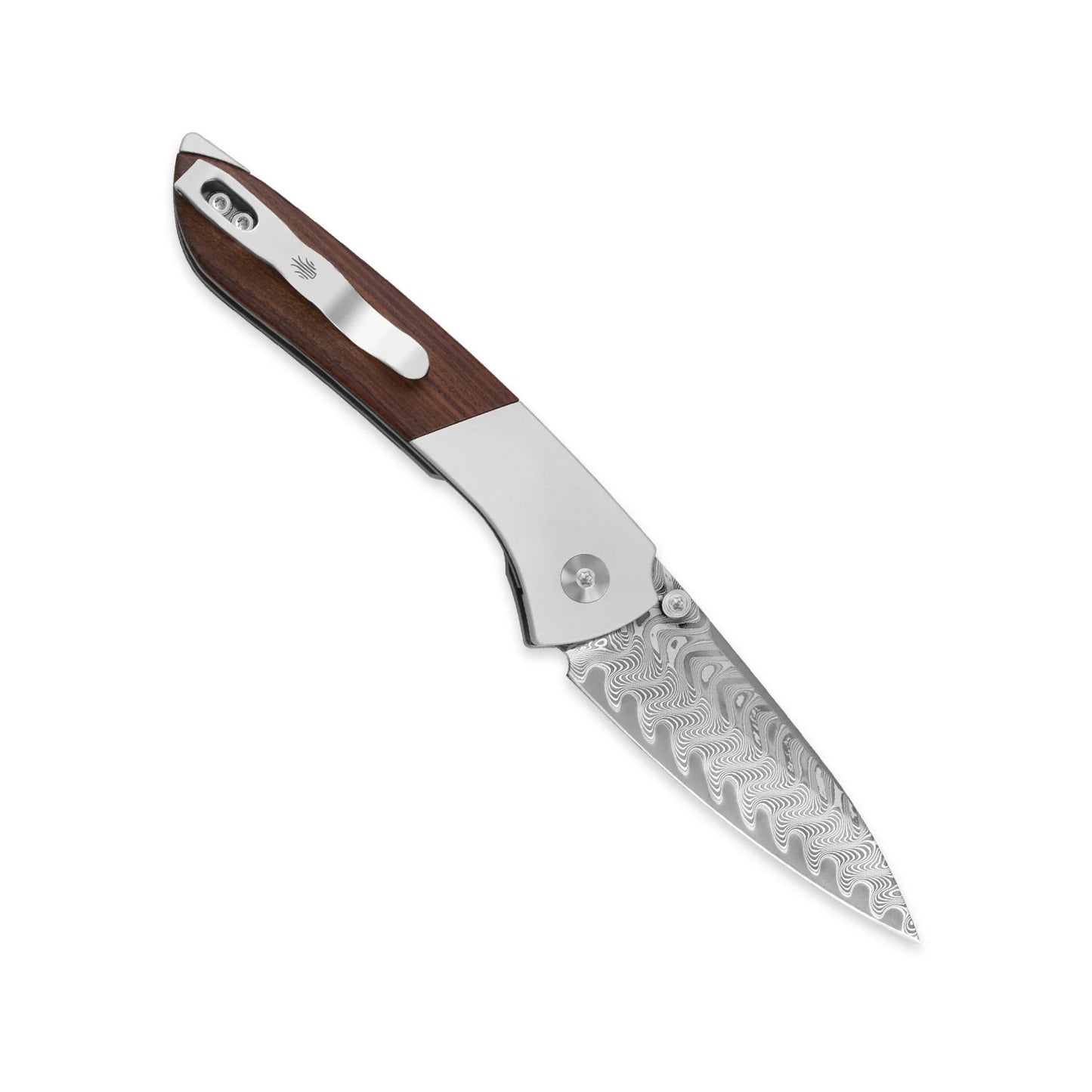 Kizer Spitfire 3.27" Shanxi Damascus Mkuruti Wood Folding Knife V3690A3