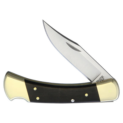 Buck 110 Hunter 3.75" 420HC Crelicam Ebony Folding Knife with Leather Pouch