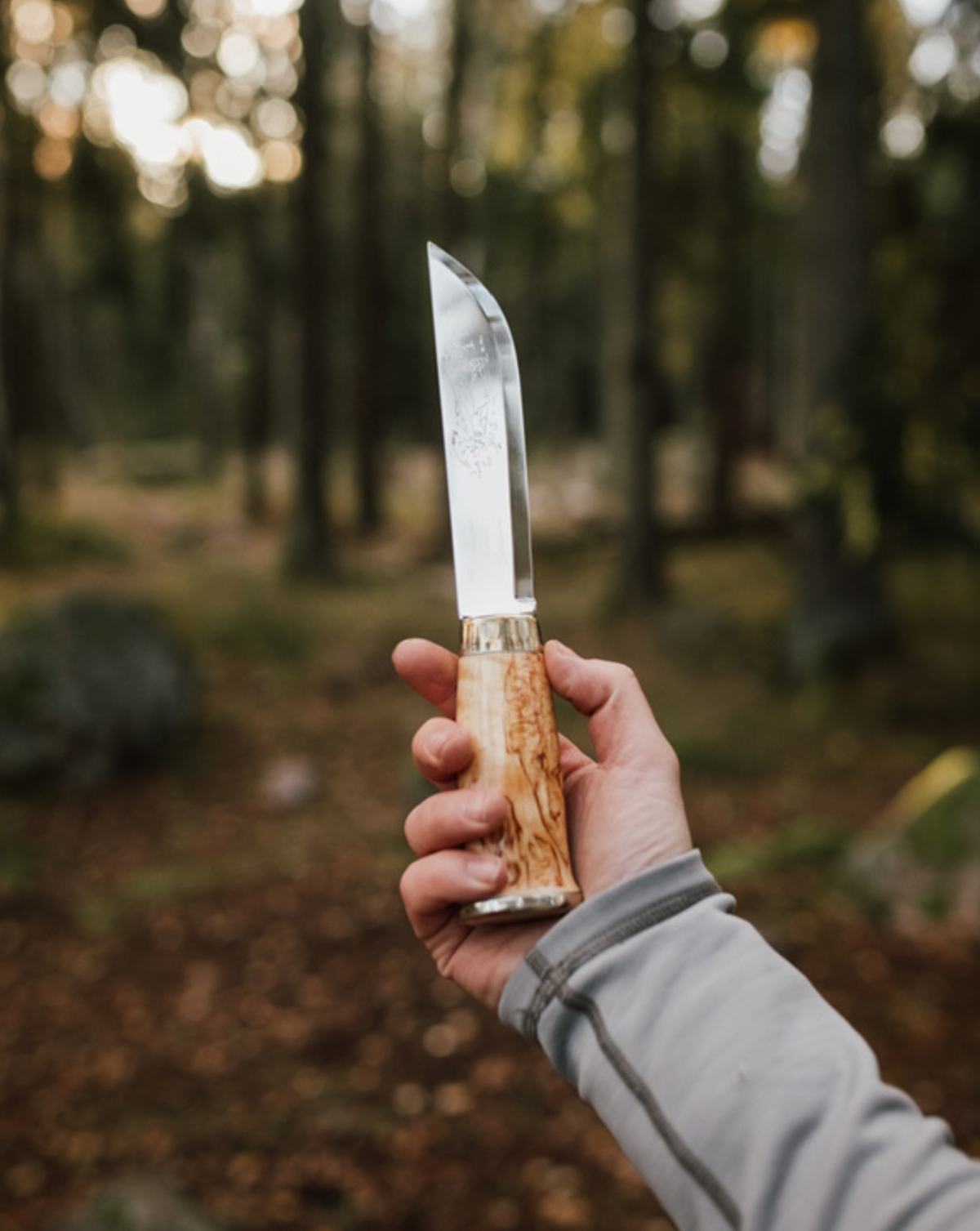 Marttiini Lapp Knife 250 6.3" Curly Birch Puukko Knife with Leather Sheath
