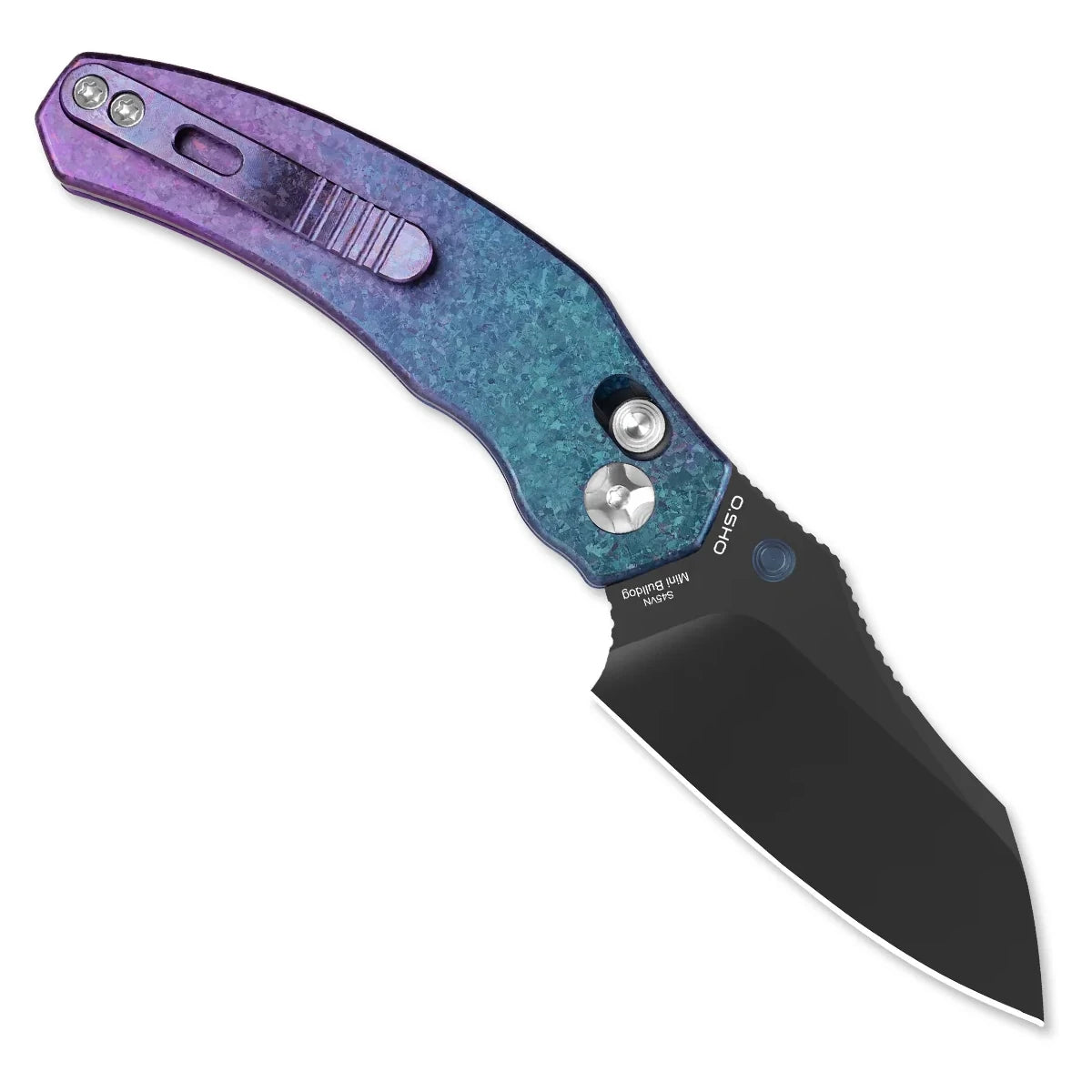 Kizer Mini Bulldog Clutch-Lock 2.51" S45VN DLC Purple/Blue Crystallised Titanium Folding Knife Ki3672SA1