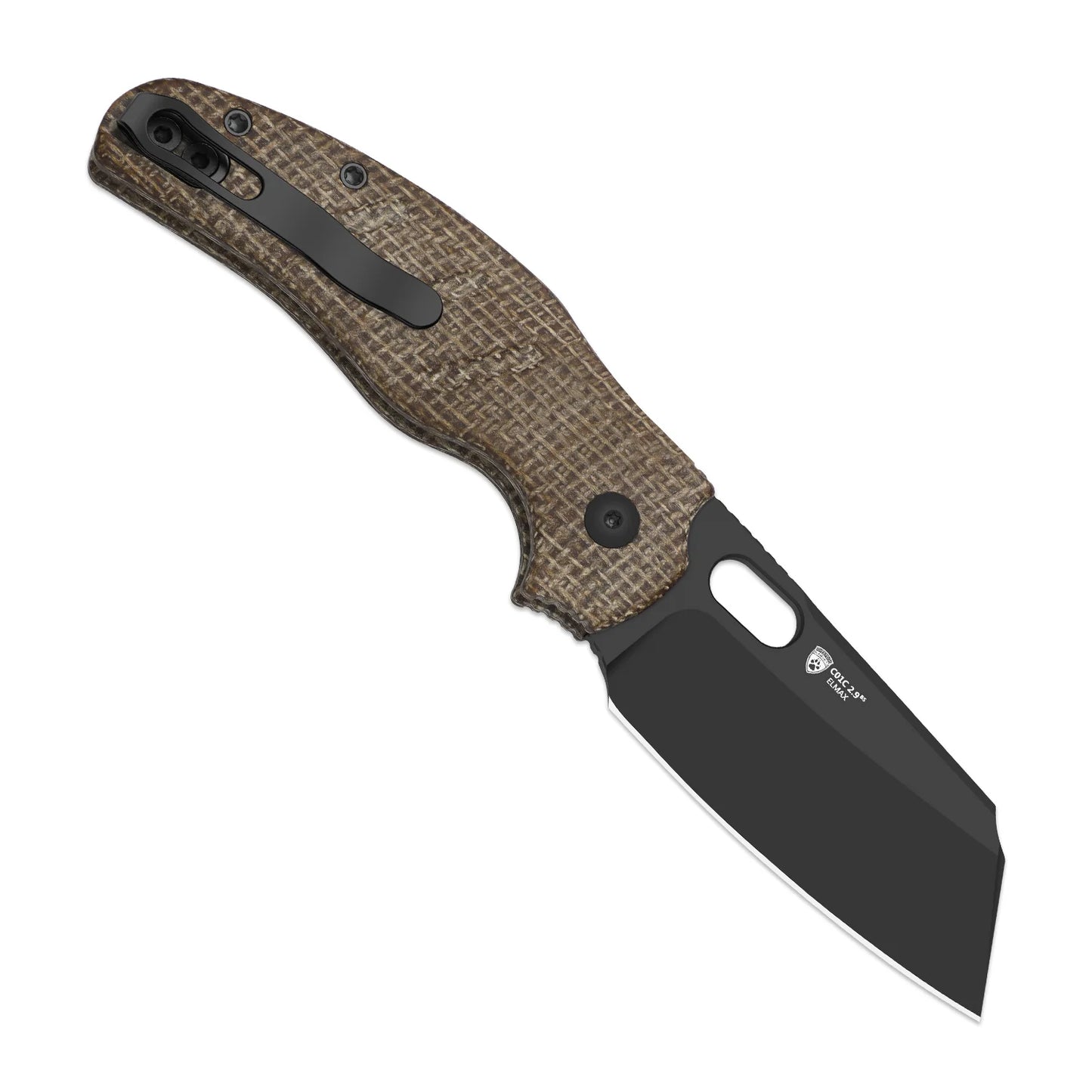 Kizer Sheepdog C01C 2.95" Elmax DLC Ultra Brown Norplex UltreX Micarta Button-Lock Folding Knife Ki3488.29BSA2