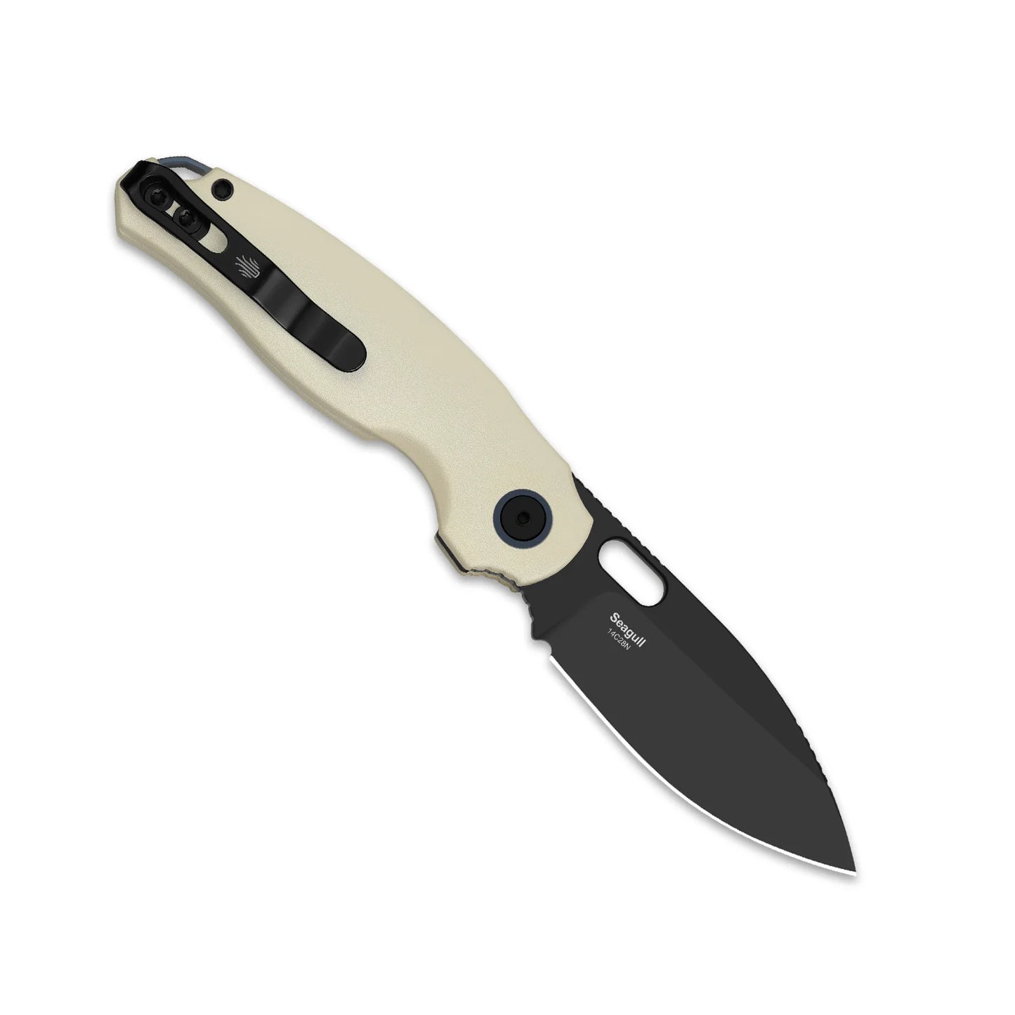 Kizer Seagull 2.9" 14C28N Black Stonewashed Beige Aluminium Folding Knife V3770A3