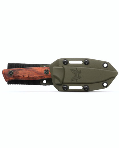 Benchmade 15650 SlipRidge Fixed 3.7" Magnacut Stabilized Wood Handle Fixed Blade Knife with OD Green Sheath