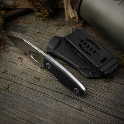 Kizer Nightjar 2.94" Aichi AUS-10 Gray Aluminium Fixed Blade Knife by Black Bird Blades 1114A2