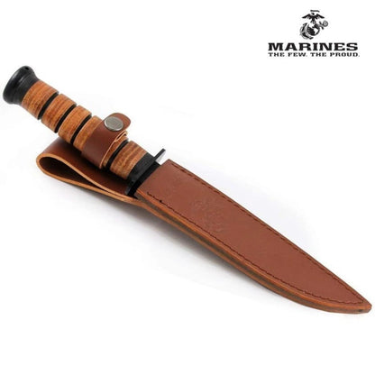 United USMC 7" Combat Fixed Blade Knife with Leather Handle and Sheath UC3092