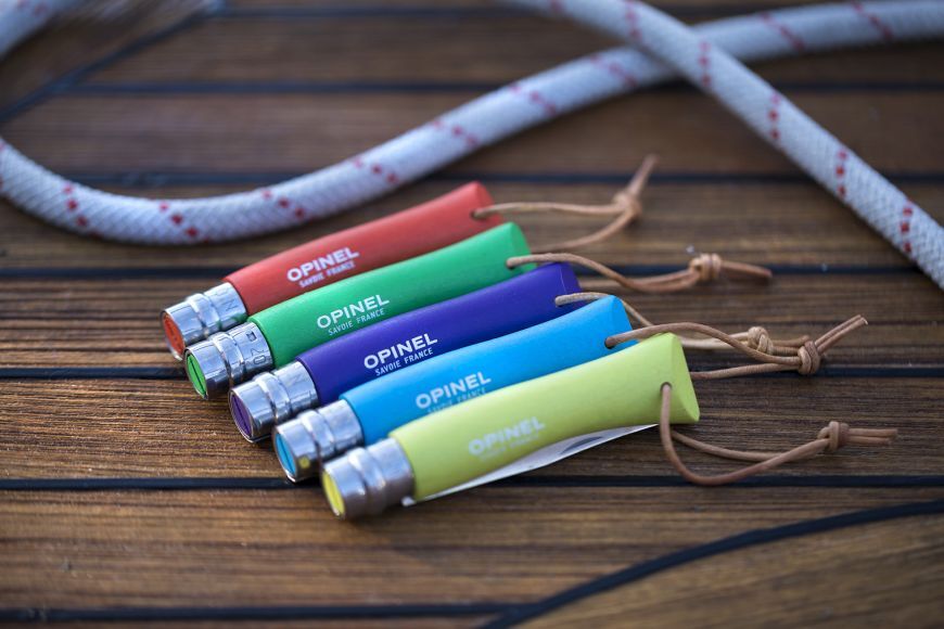 Opinel No.7 Colorama Trekking 3.07" Cyan Stainless Folding Knife - Made in France