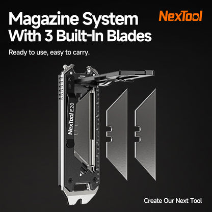 NexTool Explorer E20 Auto Reloading Blade Utility Knife Multitool with 9 Functions