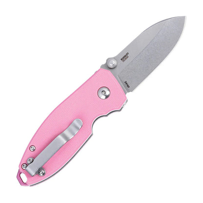 CRKT Squid Button Lock 2.27" 14C28N Rose Quartz G10 IKBS Folding Knife by Lucas Burnley 2474P