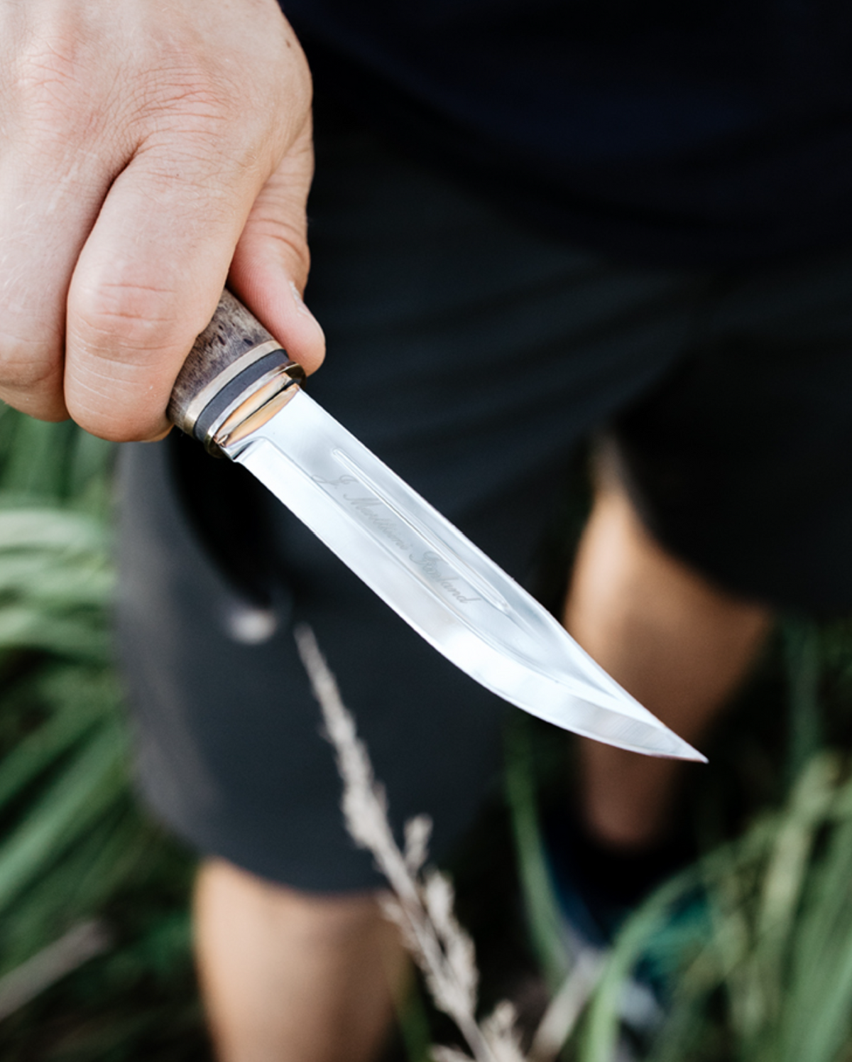 Marttiini Wild Boar 4.33" Curly Birch Puukko Knife with Leather Sheath