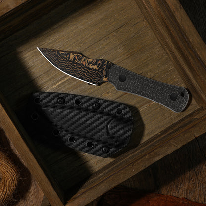Kizer Bone 3.23" Copper Damascus Micarta Fixed Blade Knife by Maverick Customs 1122A2