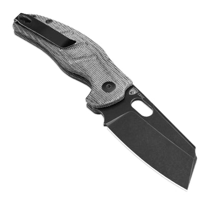 Kizer Sheepdog C01C 3.29" Black Stonewash 154CM Button-Lock Micarta Folding Knife V4488BC1
