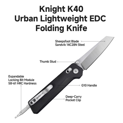 NexTool Knight K40 3" Sandvik 14C28N Axis-Lock G10 Folding Knife Multi-Tool