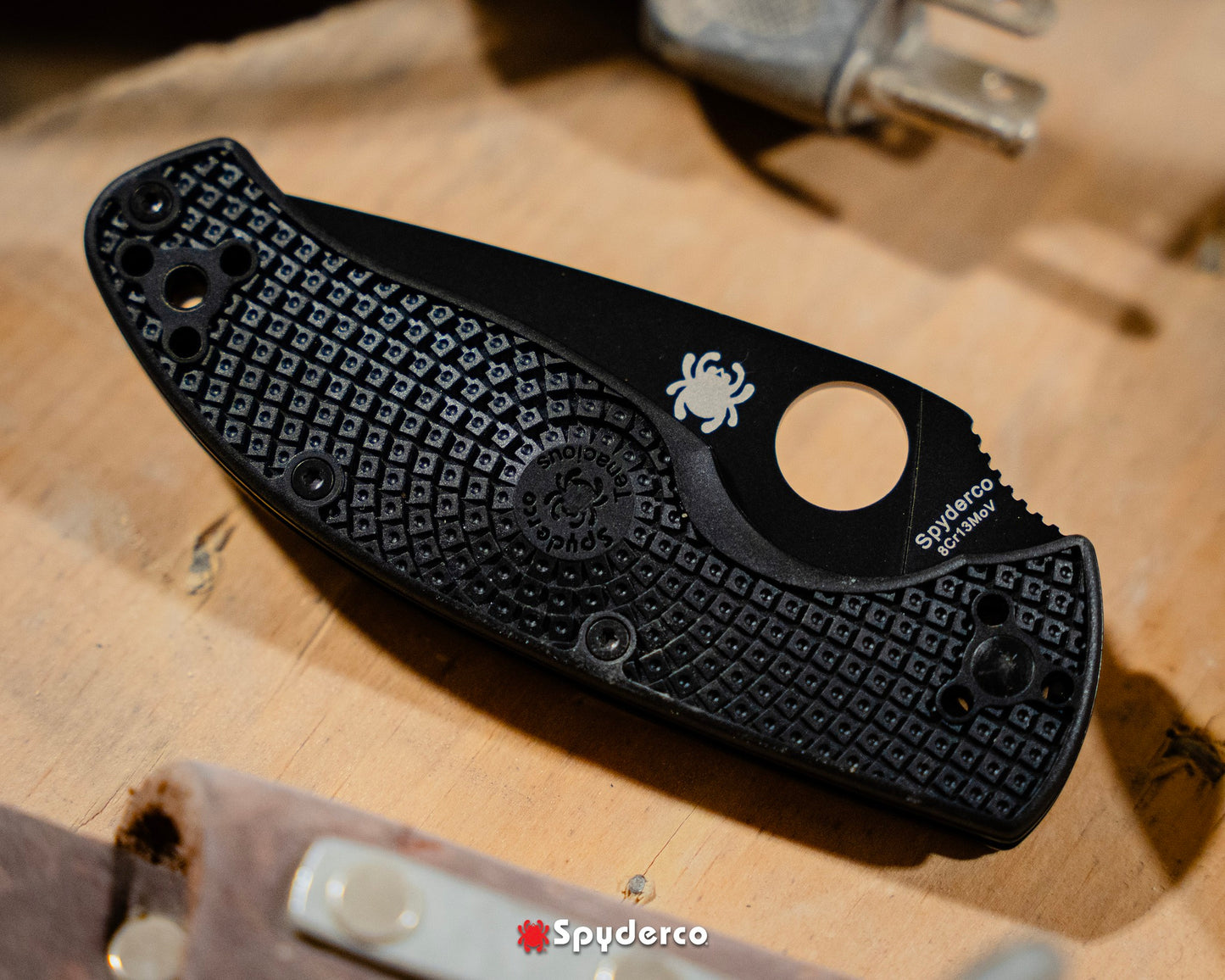 Spyderco Tenacious Lightweight 3.39" Black 8Cr13MoV FRN Part-Serrated Folding Knife C122PSBBK