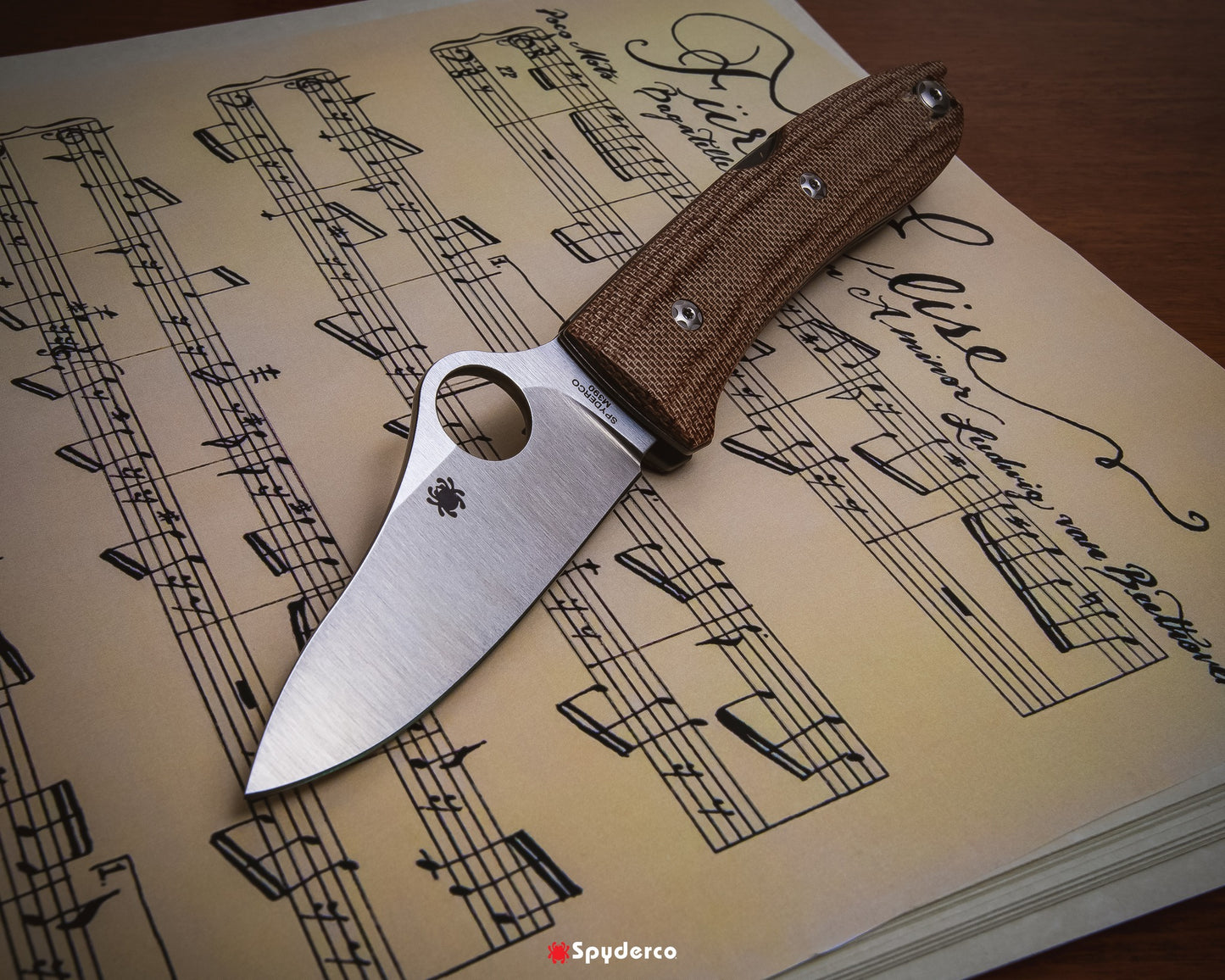 Spyderco LionSteel SpyOpera 2.90" M390 Micarta Folding Knife C255CMP