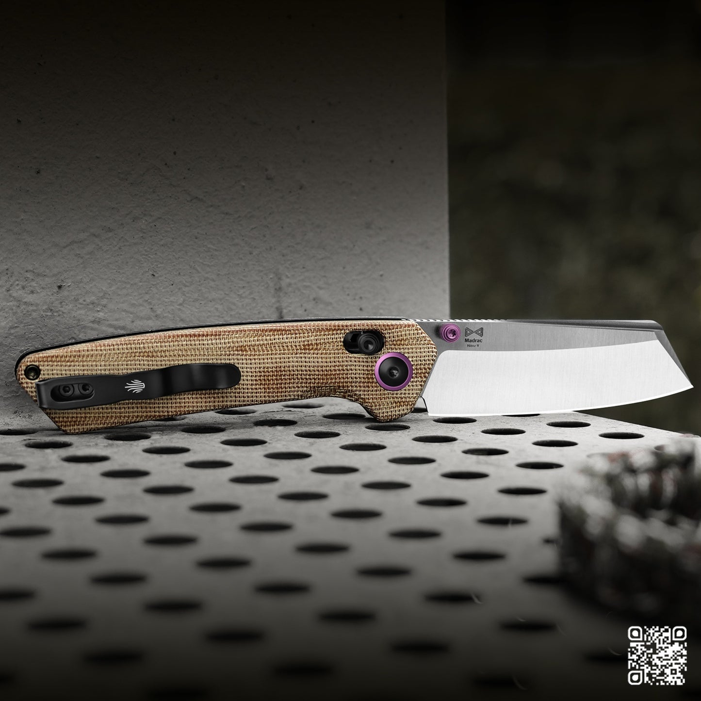 Kizer Madrac Clutch-Lock 3.06" Nitro-V Brown Micarta Folding Knife V3693A2