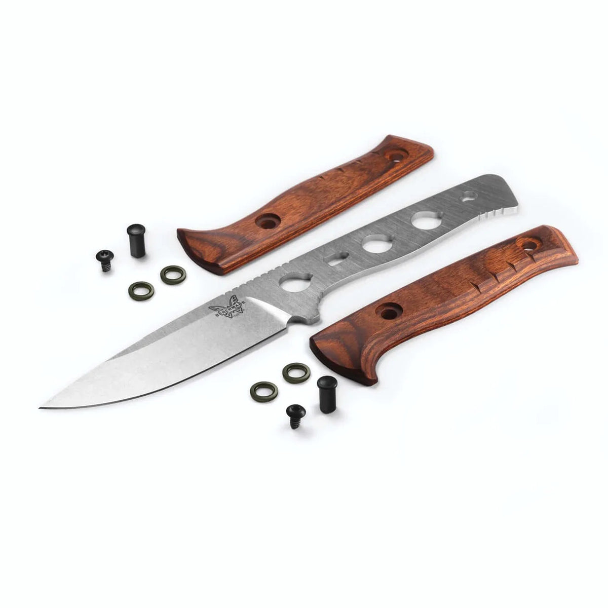 Benchmade 15650 SlipRidge Fixed 3.7" Magnacut Stabilized Wood Handle Fixed Blade Knife with OD Green Sheath