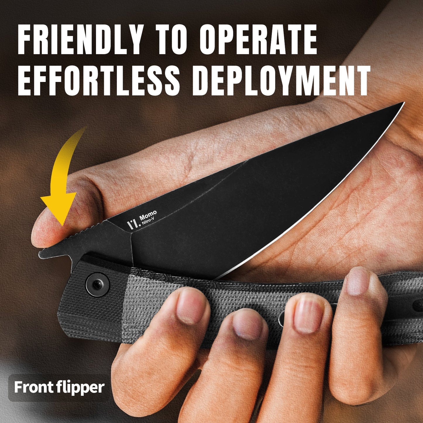 Kizer Momo 4.11" Nitro-V G10 Micarta Folding Knife by Vladimir Legachev V4663A1