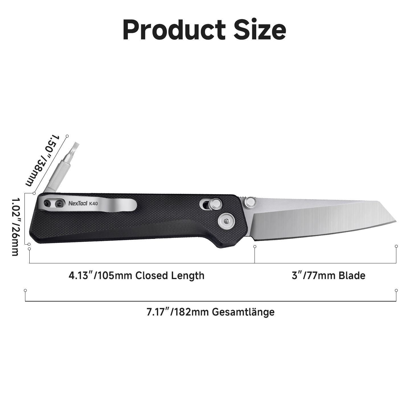 NexTool Knight K40 3" Sandvik 14C28N Axis-Lock G10 Folding Knife Multi-Tool