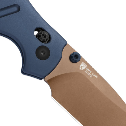 Kizer Sheepdog C01C 2.95" Elmax Sunset Metal PVD Blue Aluminium Clutch-Lock Folding Knife Ki3488.29CDA1