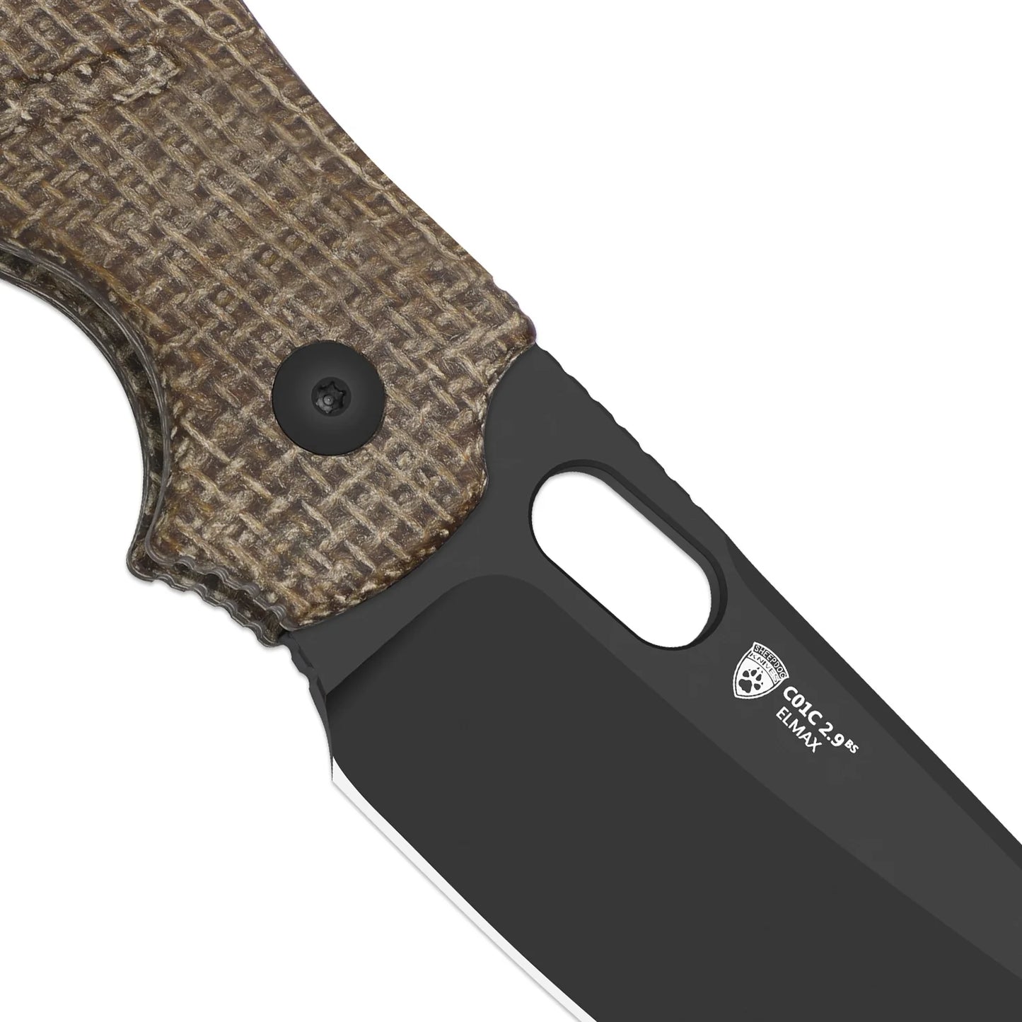 Kizer Sheepdog C01C 2.95" Elmax DLC Ultra Brown Norplex UltreX Micarta Button-Lock Folding Knife Ki3488.29BSA2