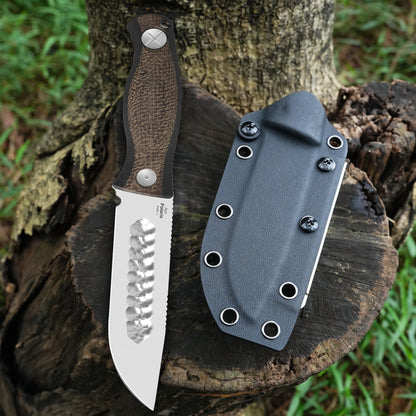 Kizer Polaris 4.23" AEB-L Yakut Chisel Grind Brown/Black Burlap Micarta G10 Fixed Blade Knife 1100A3