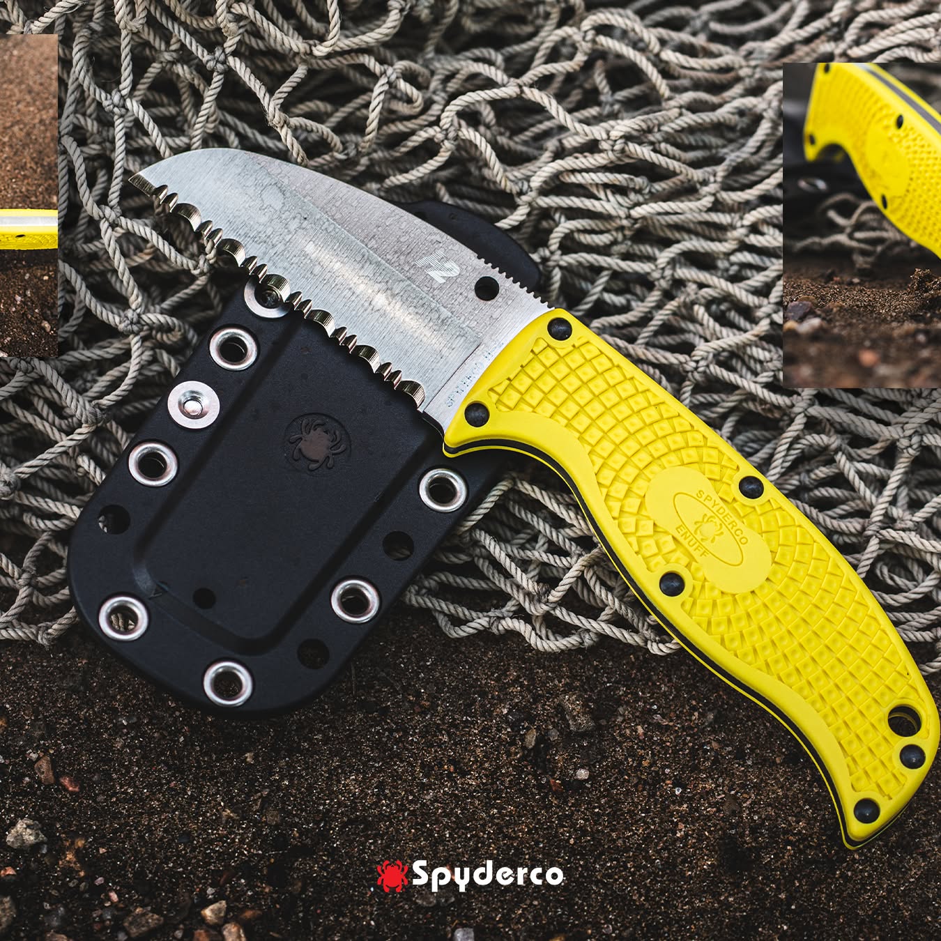 Spyderco Enuff Salt 2.75" H-2 Rustproof Serrated Sheepsfoot Fixed Blade Knife FB31SYL