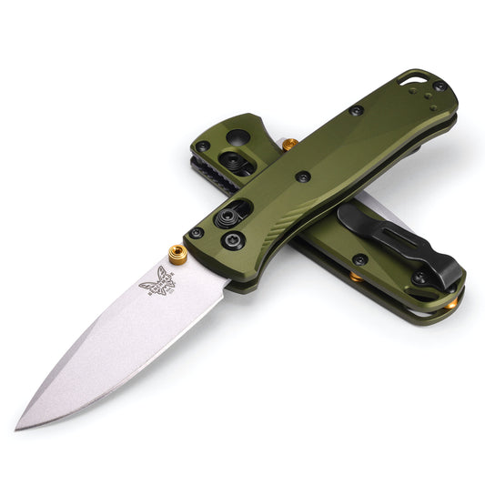 Benchmade 533SL-10 Mini Bugout 2.82" S90V Crushed Silver Cerakote Woodland Green Aluminium Folding Knife