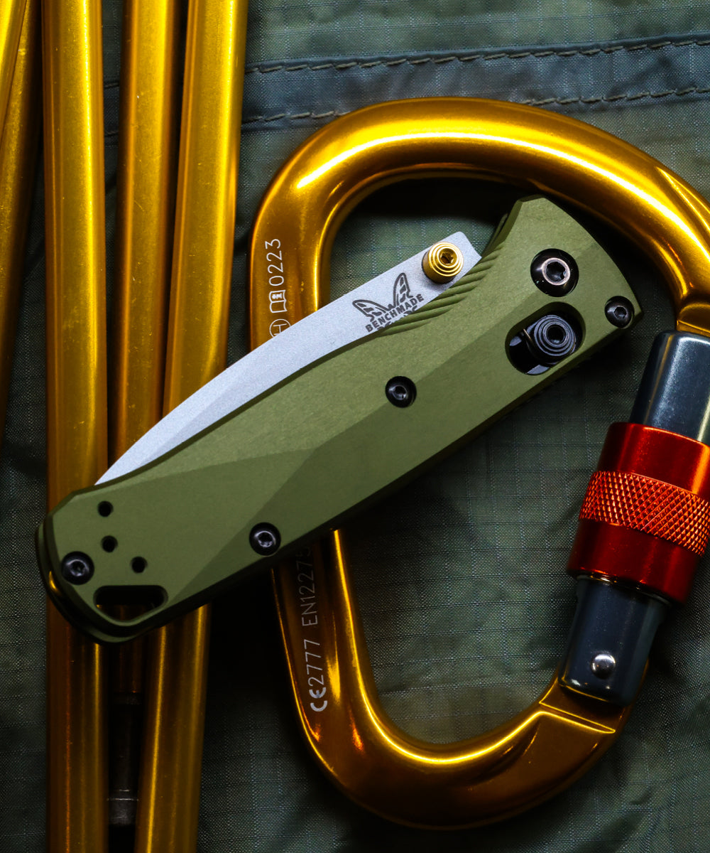 Benchmade 533SL-10 Mini Bugout 2.82" S90V Crushed Silver Cerakote Woodland Green Aluminium Folding Knife