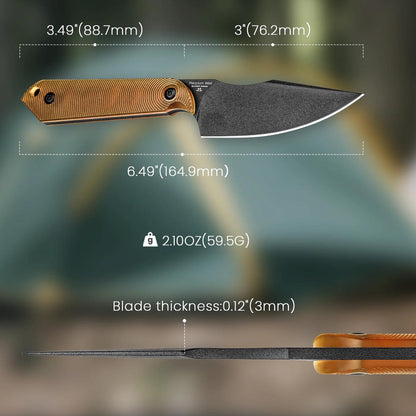 Kizer Harpoon Mini 3" Black 3V PEI Ultem Fixed Blade Knife by Maverick Customs 1040S5