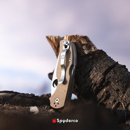 Spyderco Native 5 2.95" CPM Cru-Wear Brown Canvas Micarta Folding Knife C41MPCW5
