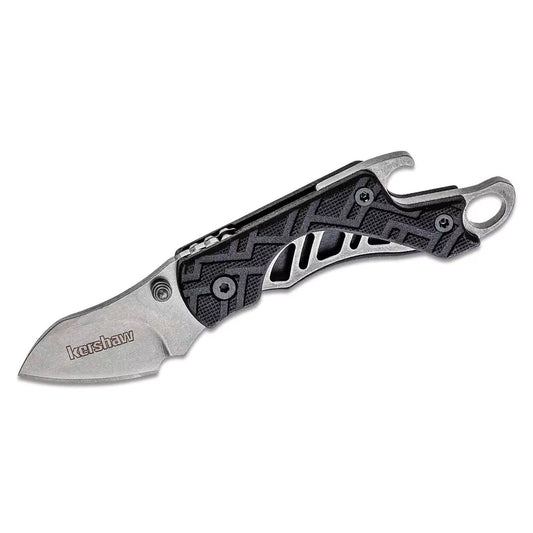 Kershaw Cinder 1.4" Stonewashed Key Chain Folding Knife with Bottle Opener 1025
