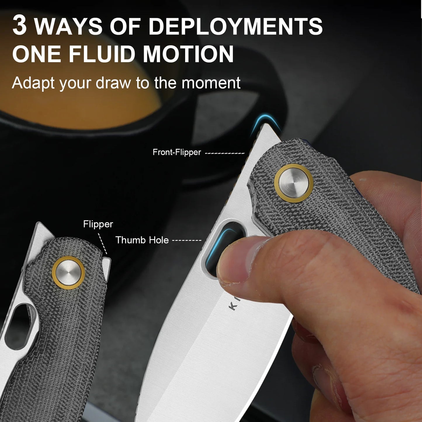 Kizer Seagull 2.9" 14C28N Gray Micarta Folding Knife V3770A1