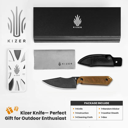 Kizer Harpoon Mini 3" Black 3V PEI Ultem Fixed Blade Knife by Maverick Customs 1040S5