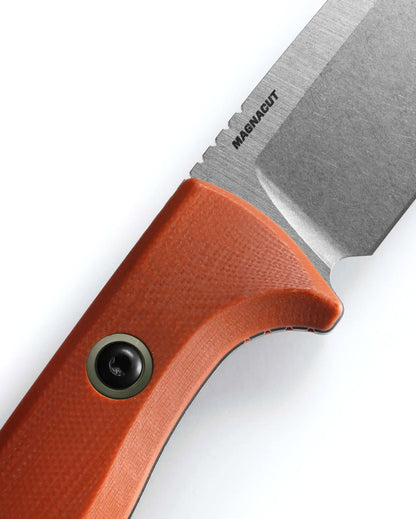 Benchmade 15650-01 SlipRidge Fixed 3.7" Magnacut Rust Orange G10 Handle Fixed Blade Knife with OD Green Sheath