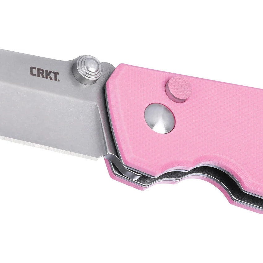 CRKT Squid Button Lock 2.27" 14C28N Rose Quartz G10 IKBS Folding Knife by Lucas Burnley 2474P