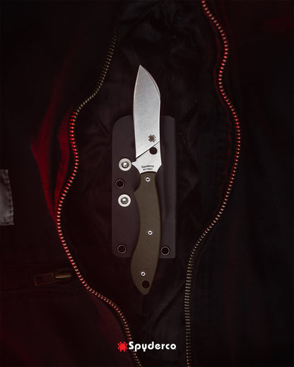 Spyderco Stok Drop Point 2.95" 8Cr13MoV OD Green G10 Fixed Blade Knife FB50GPOD